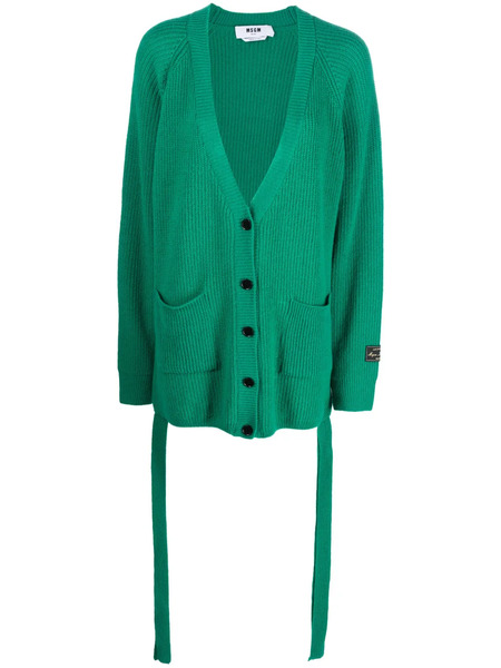  Msgm Cardigan A Coste - Verde 