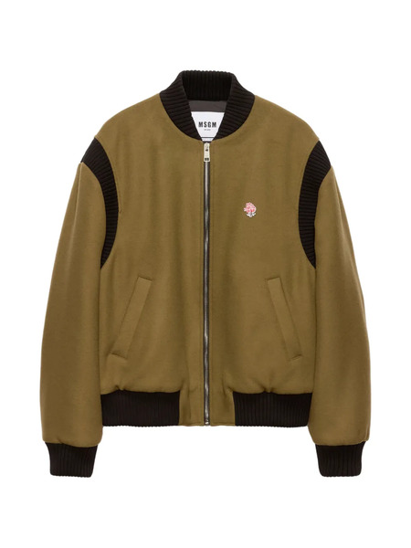  Msgm Giacca Con Bordo A Coste - Verde 