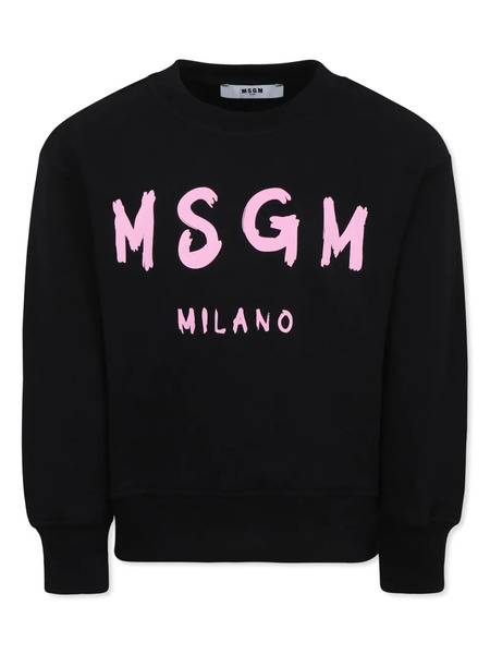  Msgm Kids Felpa Con Stampa Logo - Nero 