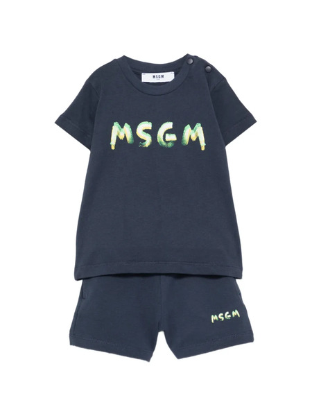  Msgm Kids Set Con Shorts E Logo - Blu 