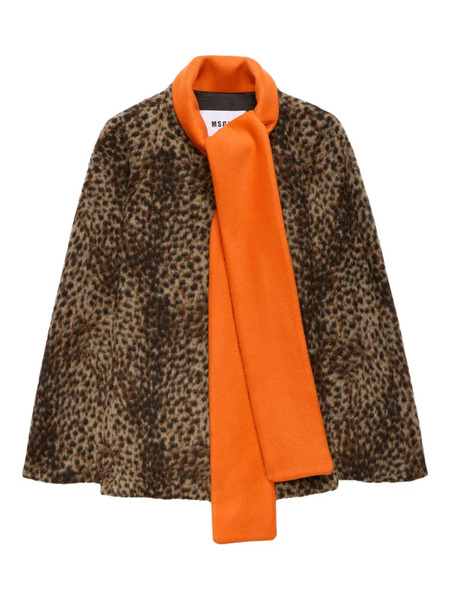  Msgm Mantella Con Sciarpa - Marrone 