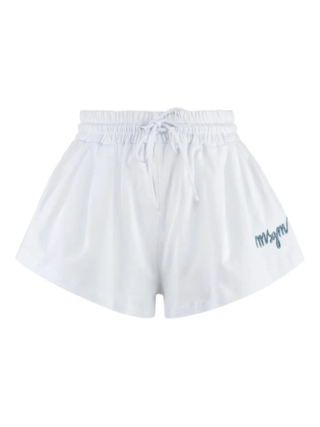  Msgm Shorts In Cotone - Bianco 