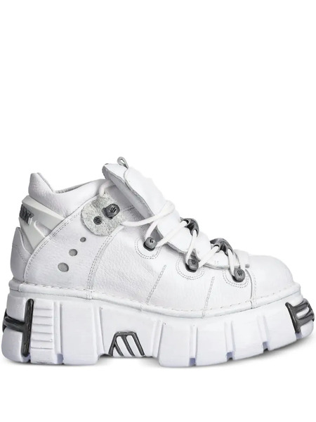  New Rock Sneakers Con Suola Rialzata E Lacci - Bianco 