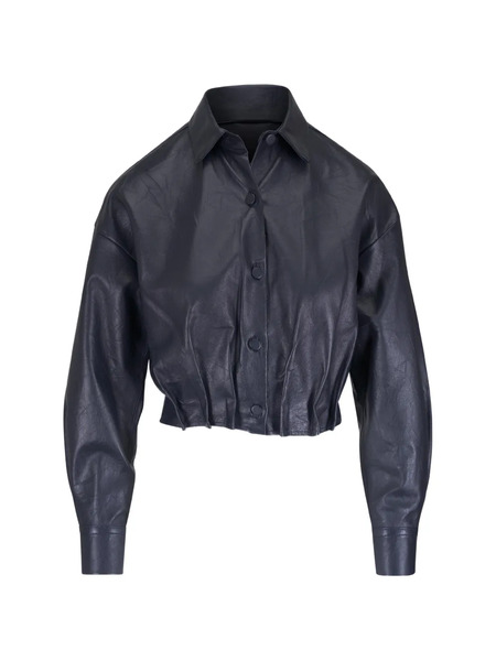  Odeeh Pleated Leather Jacket - Blu 