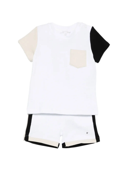  Patachou Set Con Shorts A Righe (2 Pezzi) - Bianco 
