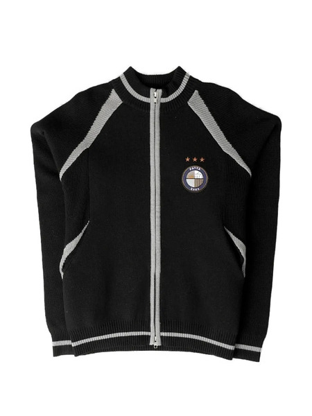  Patta Cardigan Con Logo Jacquard E Zip - Nero 