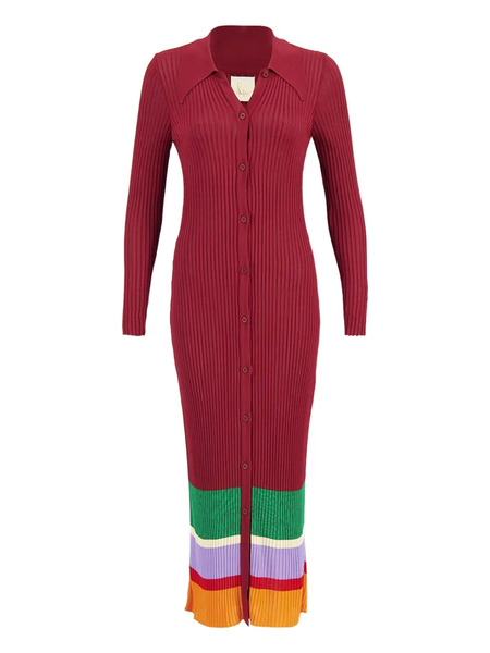  Paula Abito Midi A Righe - Rosso 