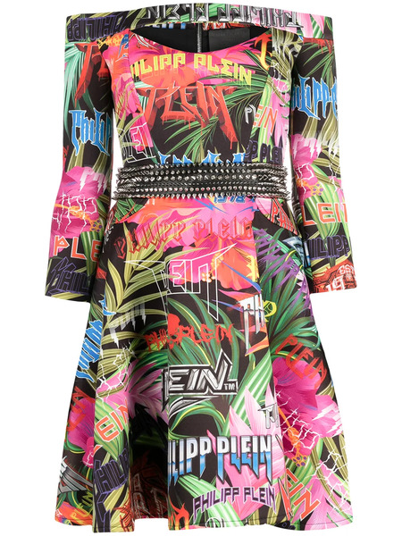  Philipp Plein Abito Jungle Rock Con Stampa - Verde 