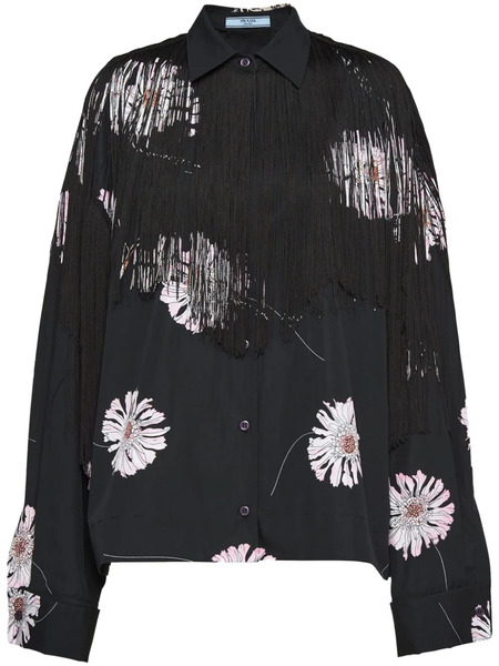  Prada Camicia A Fiori - Nero 
