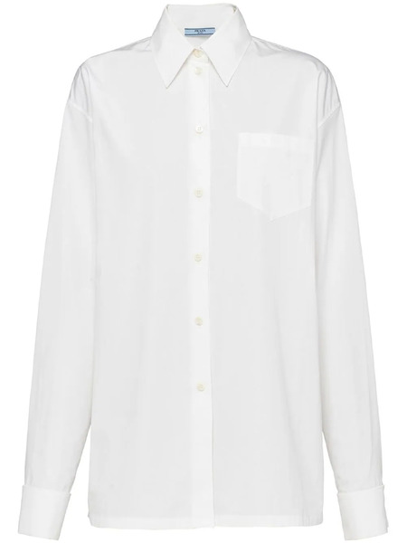  Prada Camicia Con Logo A Triangolo - Bianco 