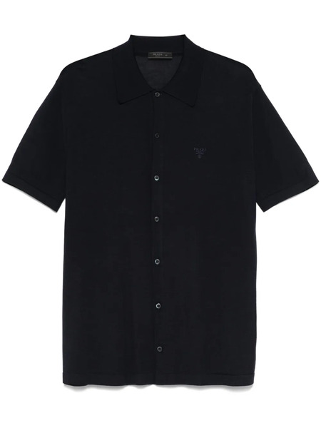  Prada Camicia Con Ricamo - Blu 