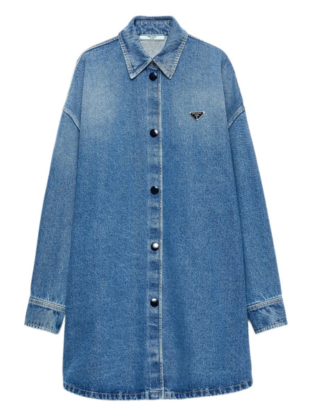  Prada Camicia Denim Con Logo - Blu 