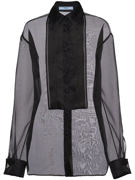  Prada Camicia Semi Trasparente - Nero 