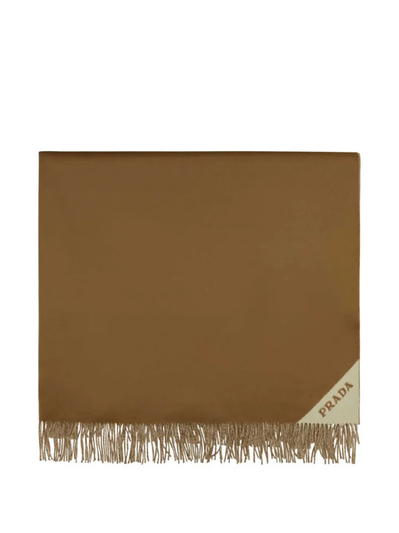  Prada Coperta Con Frange E Logo - Marrone 