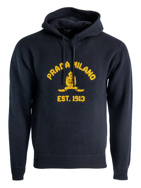 Prada Felpa Con Cappuccio E Logo - Blu 