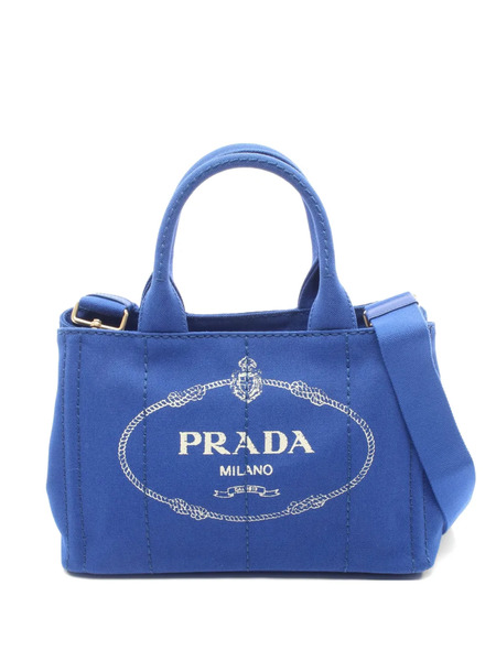  Prada Pre-owned Borsa Tote Canapa Con Doppio Manico Anni 2010 - Blu 