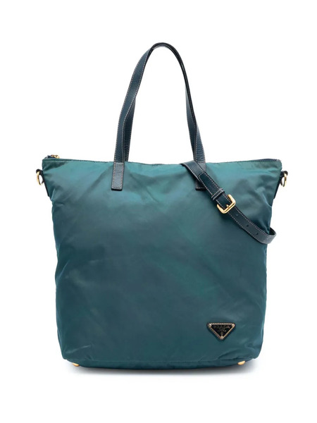  Prada Pre-owned Borsa Tote Convertibile In Tessuto Con Finiture In Pelle Saffiano E Zip 2013-2025 - Blu 