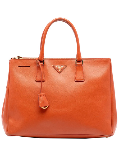  Prada Pre-owned Borsa Tote Galleria Media In Pelle Saffiano Lux Con Doppia Zip 2010-2026 - Arancione 