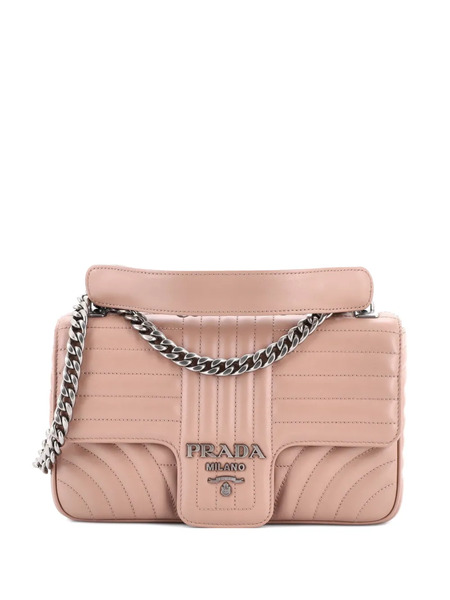  Prada Pre-owned Chain Flap Shoulder Bag Diagramme Quilted Leather Medium Crossbody Bag - Toni Neutri 