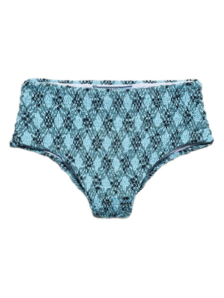  Prada Slip Bikini A Quadri - Blu 