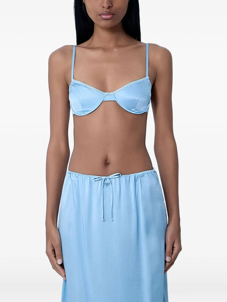  Prada Underwired Silk-satin Bralette - Blu 