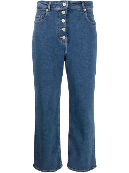  Ps Paul Smith Jeans Crop A Gamba Ampia - Blu 