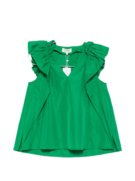  Psophia Ruffled V-neck Blouse - Verde 