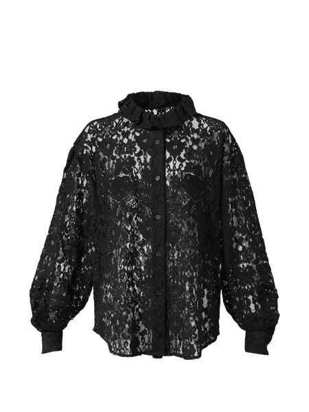  Pushbutton Blusa Con Ruches - Nero 
