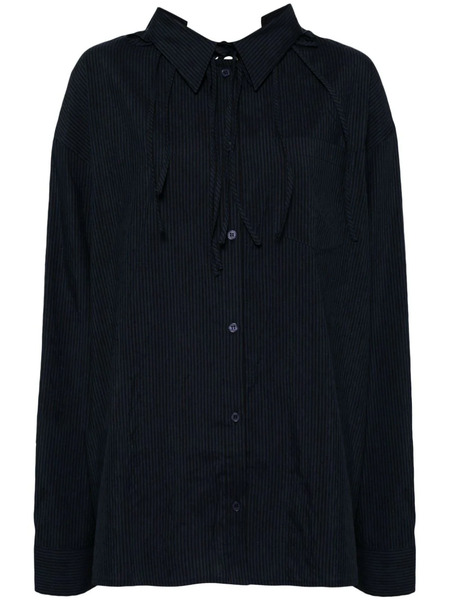  Pushbutton Camicia Oversize Con Fiocco Posteriore - Blu 