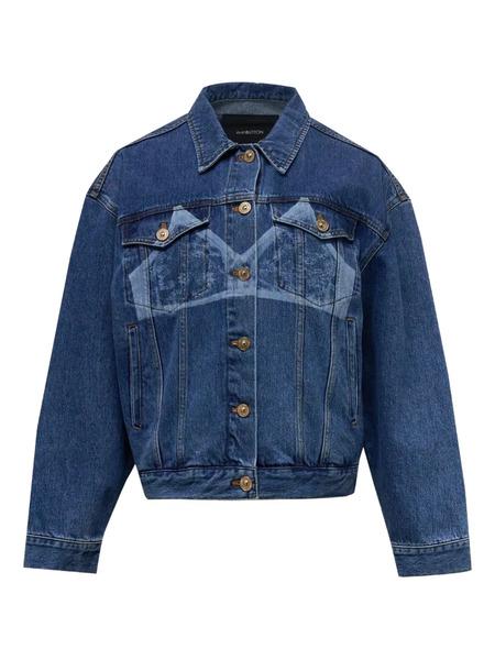  Pushbutton Giacca Denim Con Stampa - Blu 