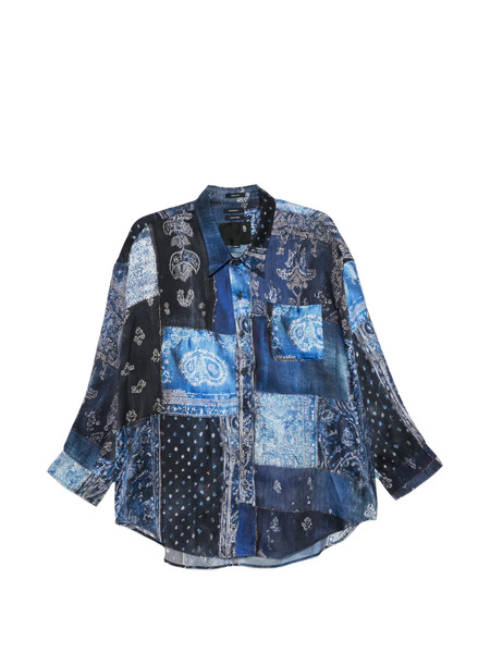  R13 Camicia Con Design Patchwork - Blu 