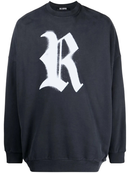  Raf Simons Felpa Oversize Con Stampa - Blu 