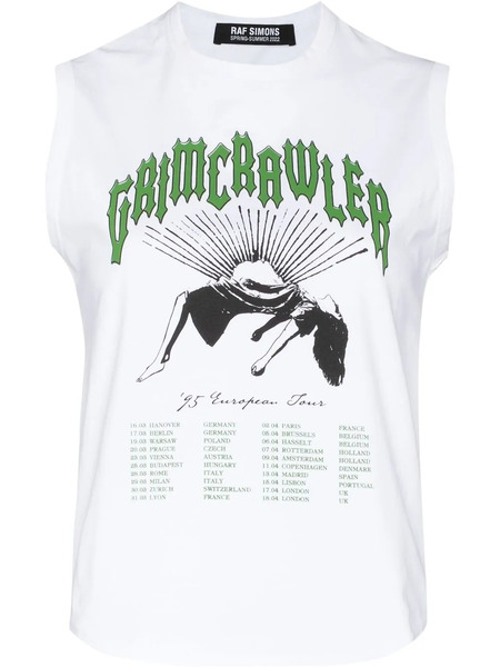  Raf Simons Top Smanicato Grimcrawler Con Stampa - Bianco 