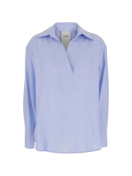  Rame Camicia Con Scollo A V - Blu 