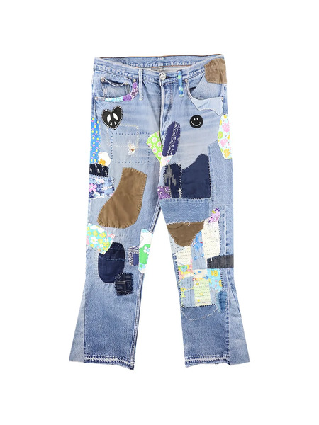  Readymade Jeans Con Design Patchwork - Blu 