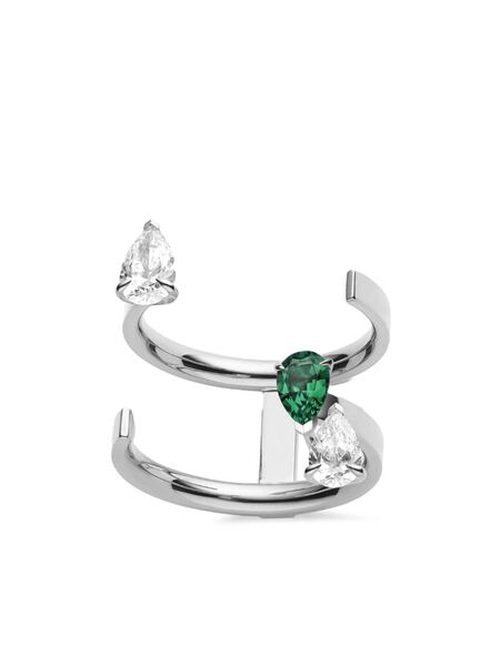  Repossi Anello Serti Sur Vide In Oro Bianco 18kt Con Diamanti - Argento 