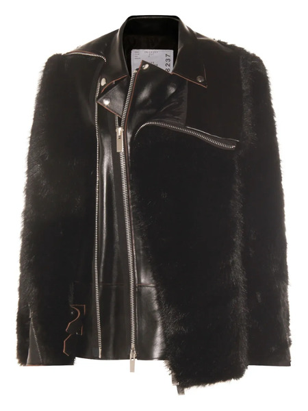  Sacai Giacca In Pelle - Nero 