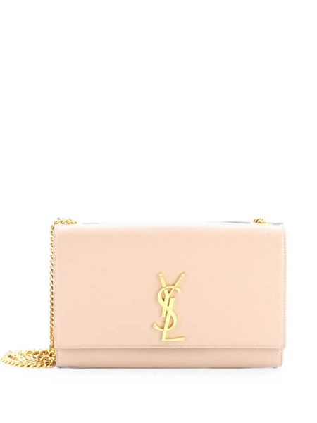  Saint Laurent Pre-owned Borsa A Tracolla Classic Media In Pelle Martellata Con Monogramma - Toni Neutri 