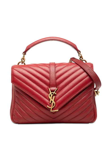  Saint Laurent Pre-owned Borsa A Tracolla College Media In Pelle Di Pecora Con Monogramma E Motivo Chevron 2017 - Rosso 
