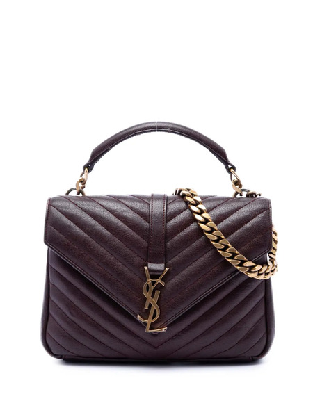  Saint Laurent Pre-owned Borsa A Tracolla College Media In Pelle Di Pecora Con Monogramma E Motivo Chevron 2016 - Rosso 