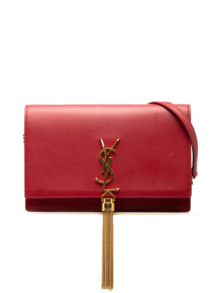  Saint Laurent Pre-owned Borsa A Tracolla Kate In Pelle Di Vitello Con Nappa, Monogramma E Catena 2017 - Rosso 