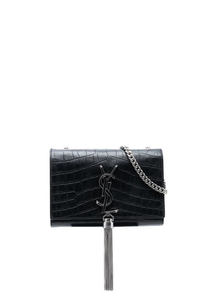  Saint Laurent Pre-owned Borsa A Tracolla Kate Piccola In Pelle Goffrata Effetto Coccodrillo Con Monogramma E Nappa 2016 - Nero 