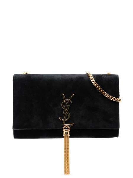  Saint Laurent Pre-owned Borsa A Tracolla Kate Tassel Media In Pelle Scamosciata Con Monogramma 2016 - Nero 