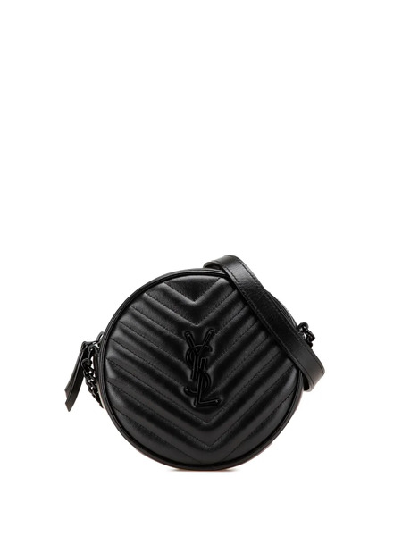  Saint Laurent Pre-owned Borsa A Tracolla Round Vinyle In Pelle Di Vitello Con Motivo Chevron 2019 - Nero 