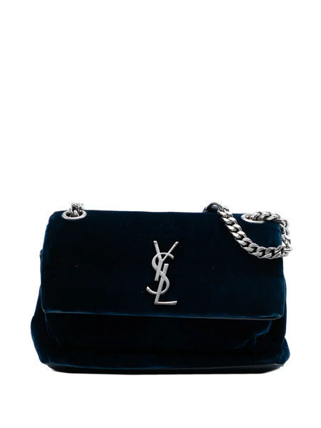  Saint Laurent Pre-owned Borsa A Tracolla West Hollywood Piccola In Velluto Con Monogramma 2017 - Blu 
