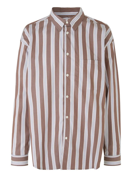  Samsoe Samsoe Camicia A Righe In Cotone - Marrone 