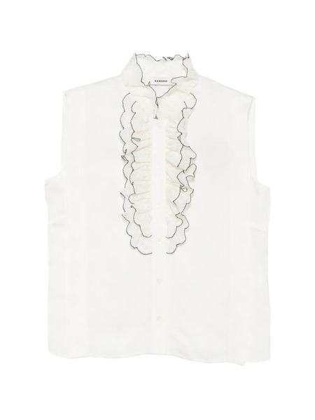  Sandro Camicia Con Ruches - Bianco 