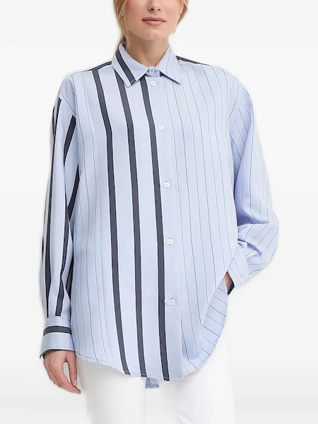  Sandro Ferrone Camicia Con Inserti A Righe - Blu 