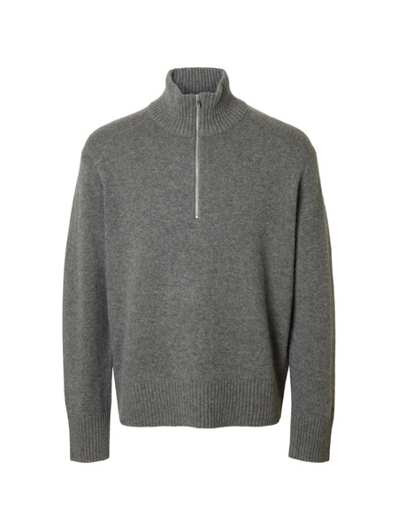  Selected Maglione Con Mezza Zip - Grigio 