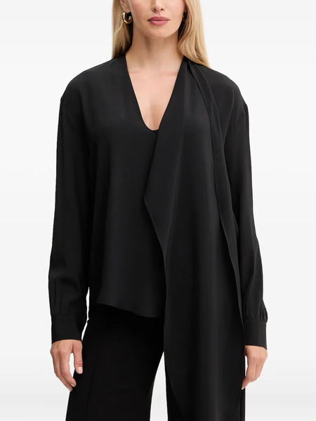  Simona Corsellini Top A Maniche Lunghe Drappeggiato - Nero 